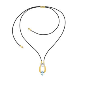 Minotaur collection Pendant with white diamonds amd aquamarine