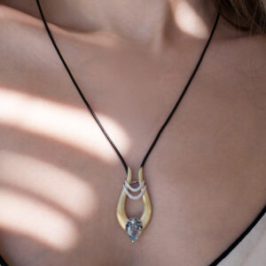 Minotaur collection Pendant with white diamonds amd aquamarine