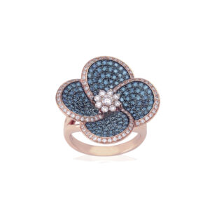 Volcanic Flower Collection Ring with diamonds