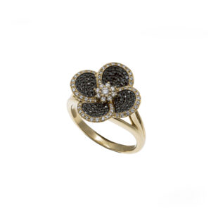 Volcanic Flower Collection Ring with diamonds