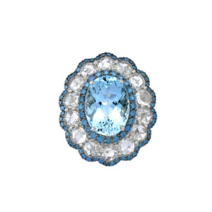 Atlantis Collection ring with diamonds & Aquamarine