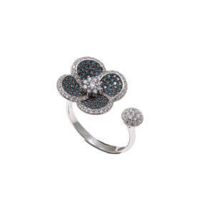 Volcanic Flower Collection Ring with diamonds