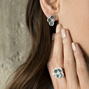 Volcanic Flower Collection Earrings with diamonds