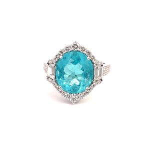Paraiba ring in white gold 18k with white diamonds
