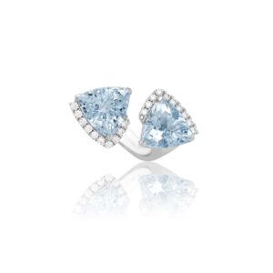 Atlantis Collection ring with Aquamarines & white diamonds