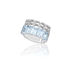 Atlantis Collection ring with Aquamarines & white diamonds