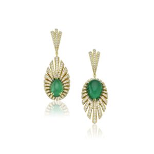 Earrings with emeralds & brilliant cut diamonds