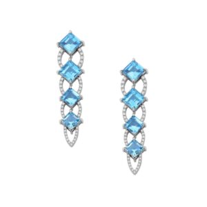 Atlantis Collection drop earrings with aquamarines & white diamonds