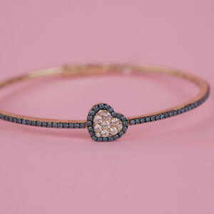 White diamonds bracelet in yellow gold 18k with white and blue diamonds